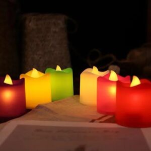 (Pack of 6) Warm White Flameless LED Tea Lights | Battery Operated Candle Decorative | Random Colors