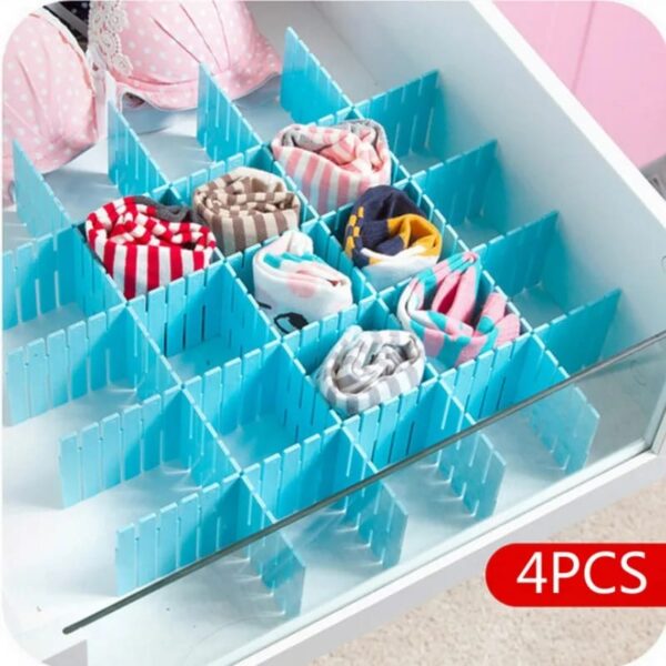 4 pcs DIY plastic Drawer Grid Separator Divider Partition Storage Organizer (random color) by clickone.pk