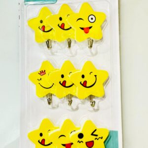 9pcs Star Shape Emoji Self-Adhesive Wall Hooks