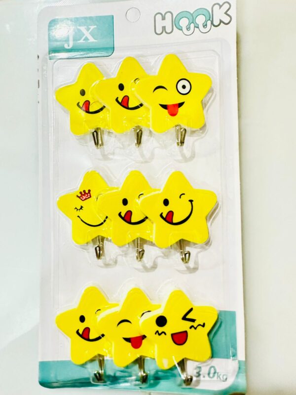 9pcs Star Shape Emoji Self-Adhesive Wall Hooks