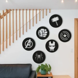 3D Avengers Metal Wall Art – Set of 6 Geometric Superhero Wall Hangings