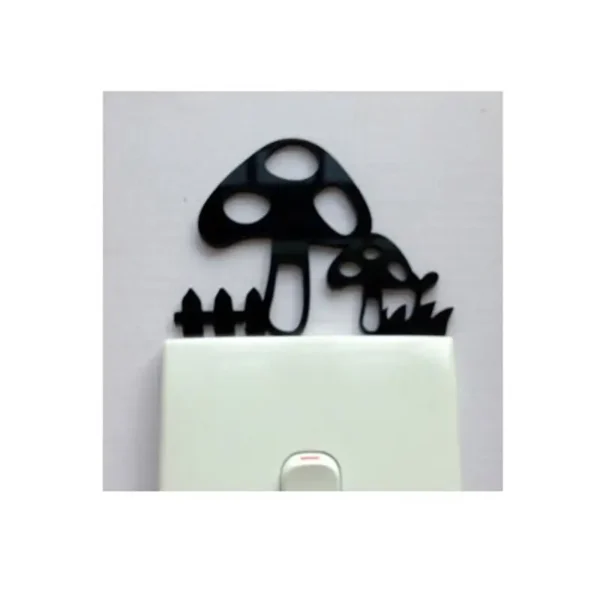 Black Mushroom Wooden Wall Sticker