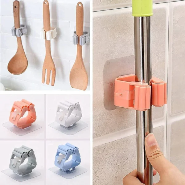 1 Pc Mop and Broom Self Adhesive Holder Wall Mount Magic Hanger Organizer Cleaning Tools Storage Mop Rack