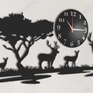 Deer Wall Clock in MDF Wood Material - Stylish Timepiece for Your Home Décor