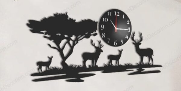 Deer Wall Clock in MDF Wood Material - Stylish Timepiece for Your Home Décor