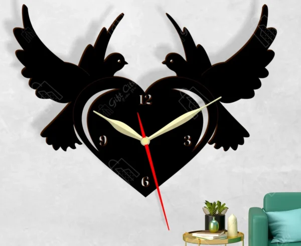 Birds clock MDF Wood material