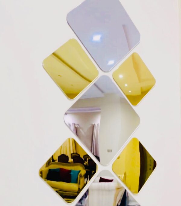 (12pc Set) Acrylic Square Shaped Mirror Wall Stickers - Stylish Home Décor