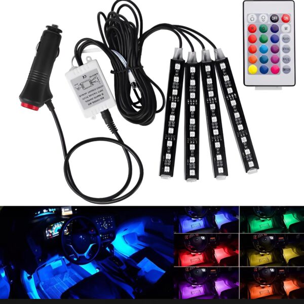 48 LED RGB Light Strip with Remote Control – Multi-Color Interior LED Lighting for Home