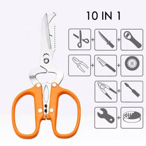 10-in-1 Detachable Stainless Steel Multifunction Kitchen Tool | Nutcracker, Bottle Opener, Scissors & More