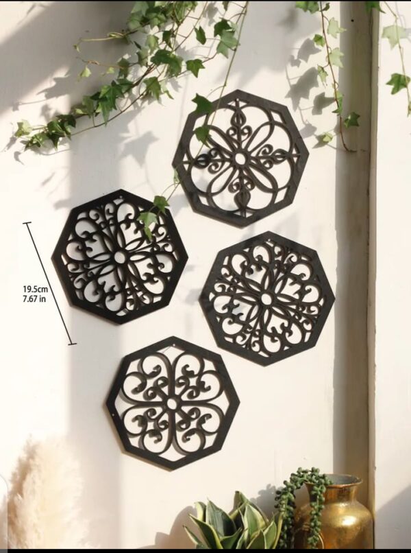 Buy Hexagon Patterns Wall Decoration Set (4 Pieces) – Elegant Wooden Wall Art