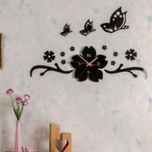 Beautiful Wooden Black Butterfly Wall Clock