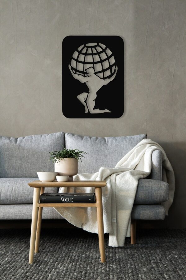 Atlas Statue Wooden Wall Decoration – Stylish Wall Art for Modern Homes