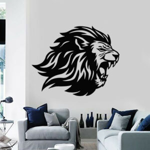 Aggressive Lion Face Wall Decoration.